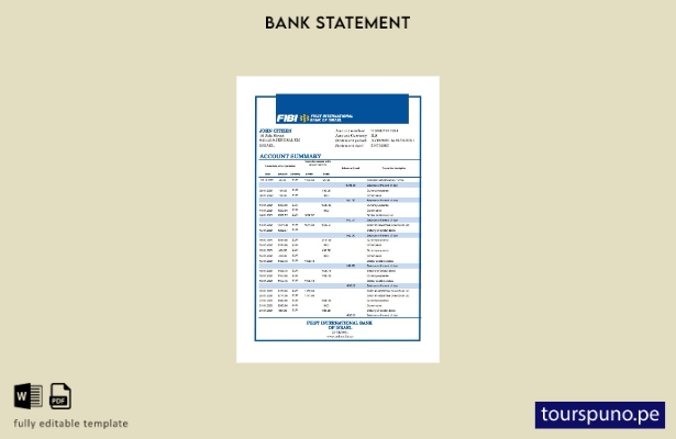 listo para imprimir Plantilla de Excel de extracto bancario del Primer Banco Int